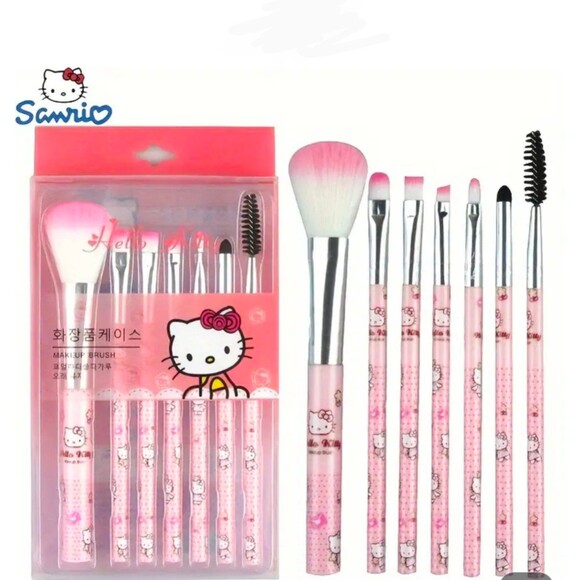 Pink Hello Kitty‎ makeup brush set, Sanrio Cosmetic brushes - Picture 2 of 2